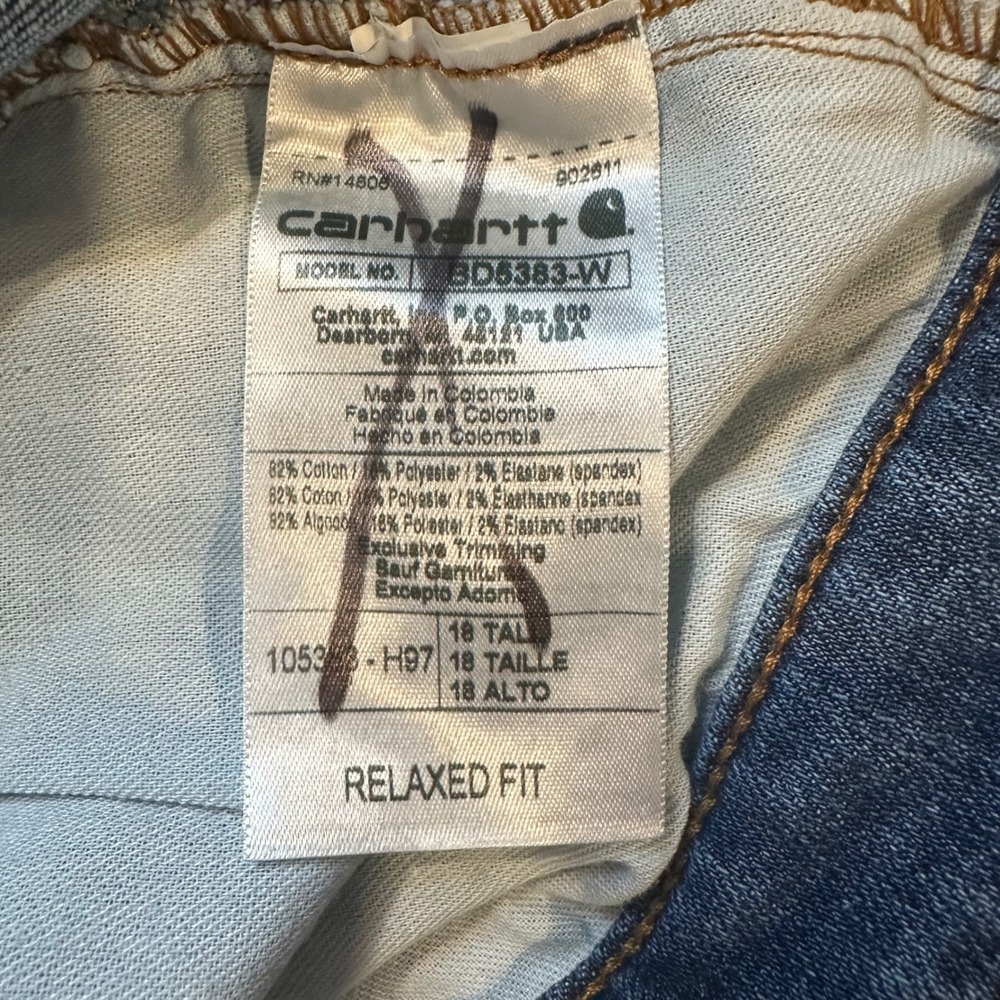 Carhartt Jeans Women 18 Tall Blue Relaxed Straight Leg Utility Workwear Denim - Picture 6 of 16